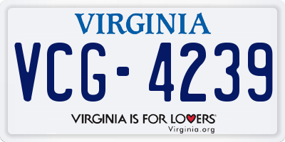 VA license plate VCG4239