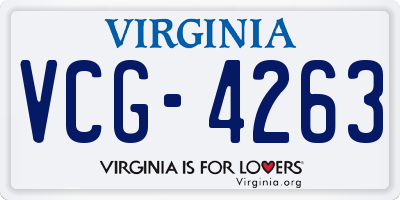 VA license plate VCG4263