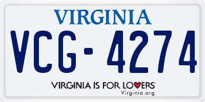 VA license plate VCG4274