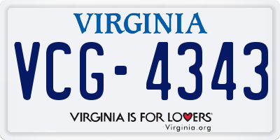 VA license plate VCG4343