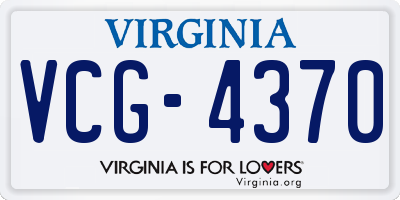 VA license plate VCG4370
