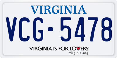 VA license plate VCG5478