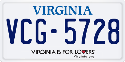 VA license plate VCG5728