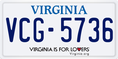 VA license plate VCG5736