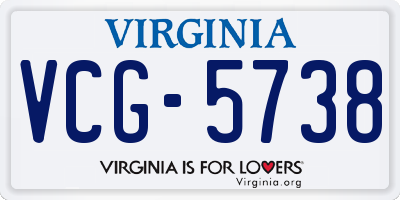 VA license plate VCG5738