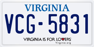 VA license plate VCG5831
