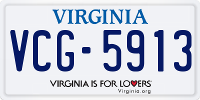 VA license plate VCG5913