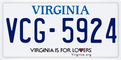 VA license plate VCG5924