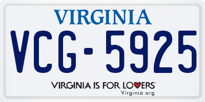 VA license plate VCG5925