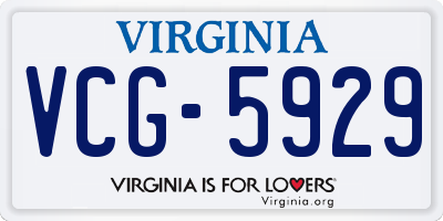 VA license plate VCG5929