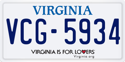 VA license plate VCG5934