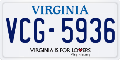 VA license plate VCG5936
