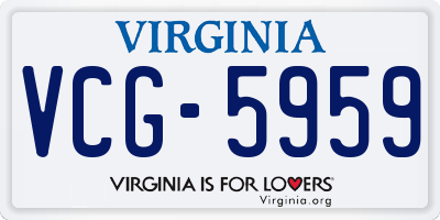 VA license plate VCG5959