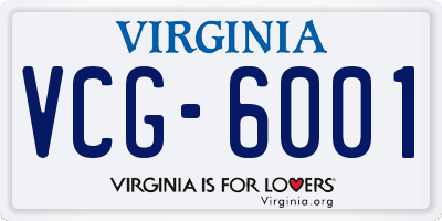 VA license plate VCG6001