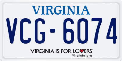 VA license plate VCG6074