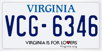 VA license plate VCG6346