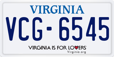 VA license plate VCG6545
