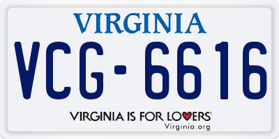 VA license plate VCG6616