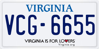 VA license plate VCG6655