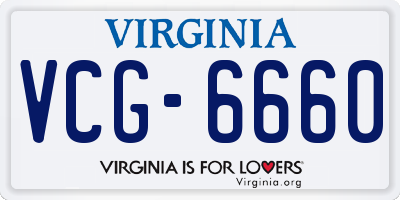 VA license plate VCG6660