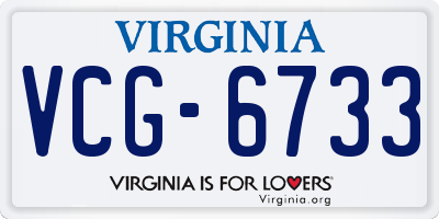 VA license plate VCG6733