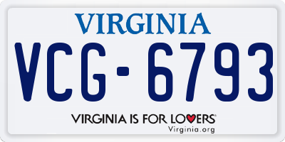 VA license plate VCG6793