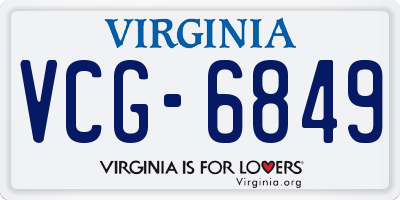VA license plate VCG6849