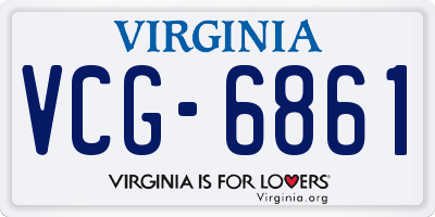 VA license plate VCG6861
