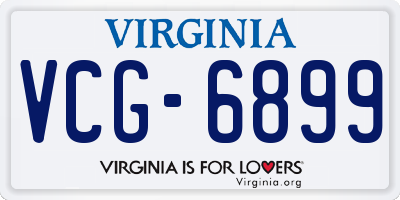 VA license plate VCG6899