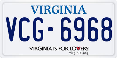 VA license plate VCG6968