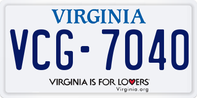 VA license plate VCG7040
