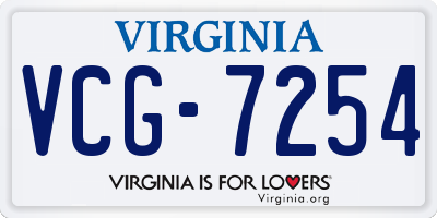 VA license plate VCG7254
