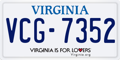 VA license plate VCG7352