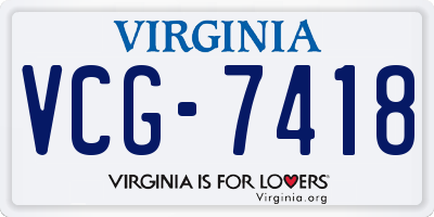 VA license plate VCG7418