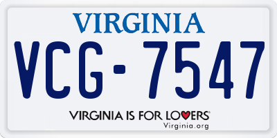 VA license plate VCG7547
