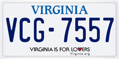 VA license plate VCG7557