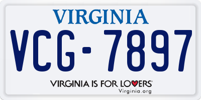 VA license plate VCG7897