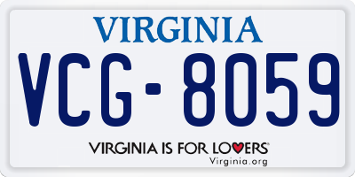VA license plate VCG8059
