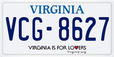 VA license plate VCG8627
