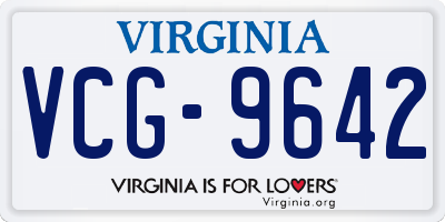 VA license plate VCG9642