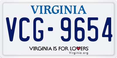 VA license plate VCG9654