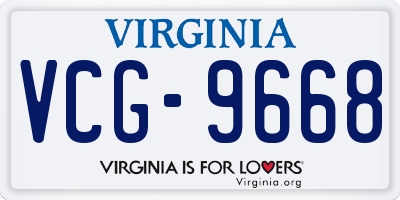 VA license plate VCG9668