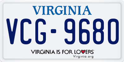 VA license plate VCG9680