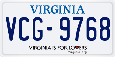 VA license plate VCG9768