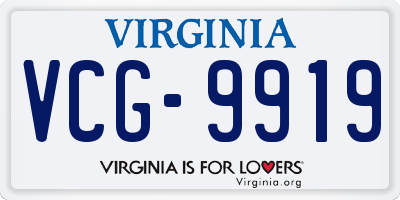 VA license plate VCG9919