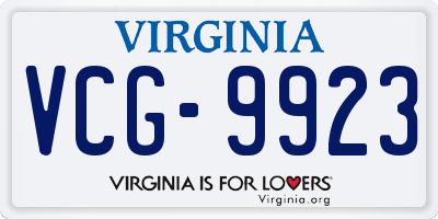 VA license plate VCG9923