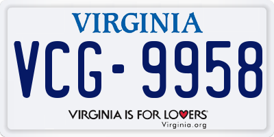 VA license plate VCG9958
