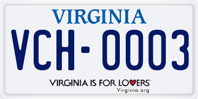 VA license plate VCH0003