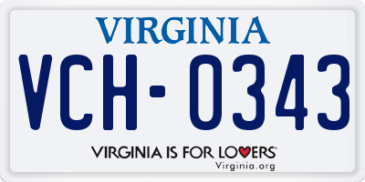 VA license plate VCH0343