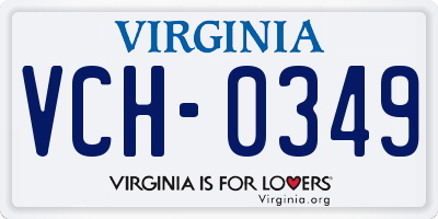 VA license plate VCH0349